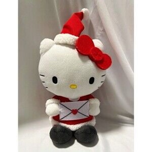 Sanrio Hello Kitty 11in Plush Stuffed Cat Santa Outfit Holding Envelope